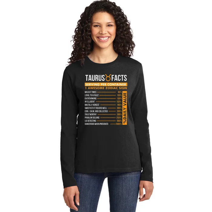 Taurus Facts Zodiac Sign Astrology Symbol Horoscope Ladies Long Sleeve Shirt