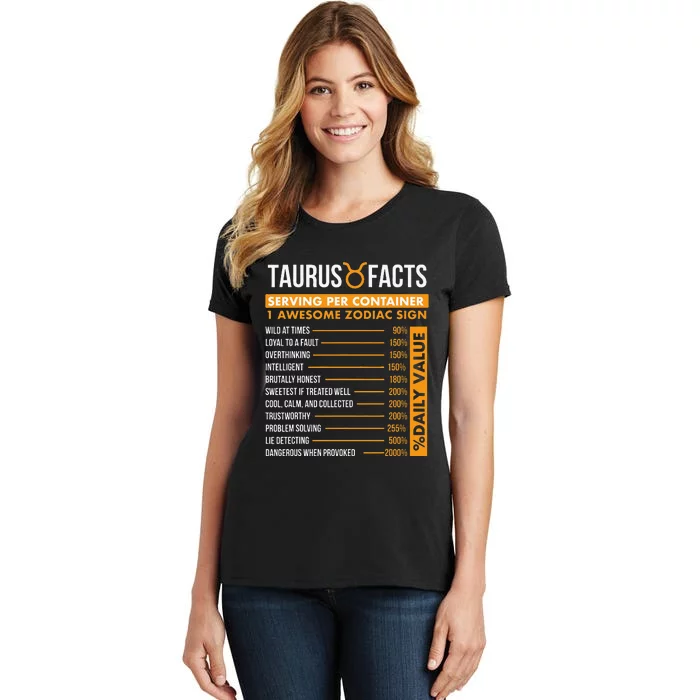 Taurus Facts Zodiac Sign Astrology Symbol Horoscope Women's T-Shirt