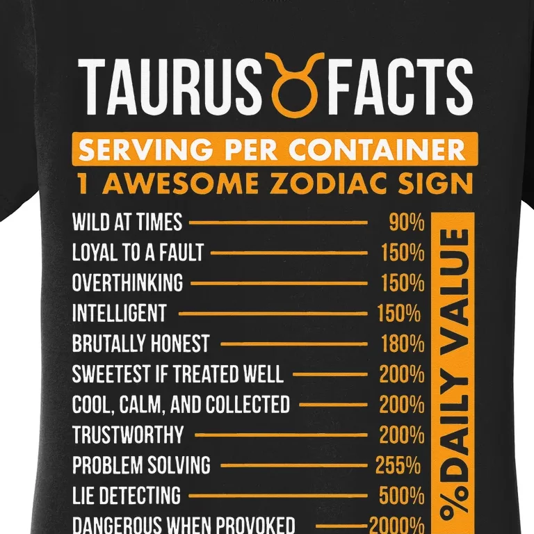 Taurus Facts Zodiac Sign Astrology Symbol Horoscope Women's T-Shirt