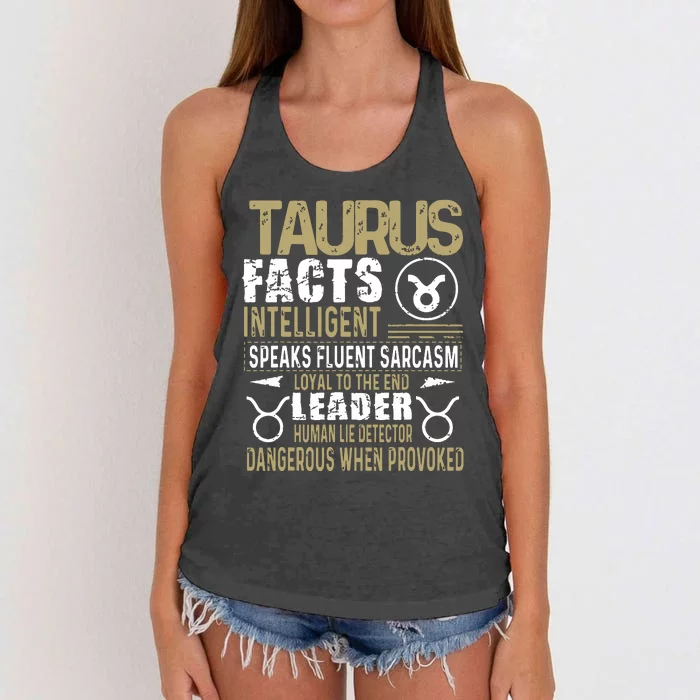 TAURUS Facts Zodiac Sign Birthday Gift April May Women's Knotted Racerback Tank