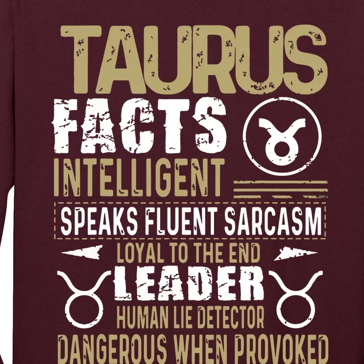 TAURUS Facts Zodiac Sign Birthday Gift April May Tall Long Sleeve T-Shirt