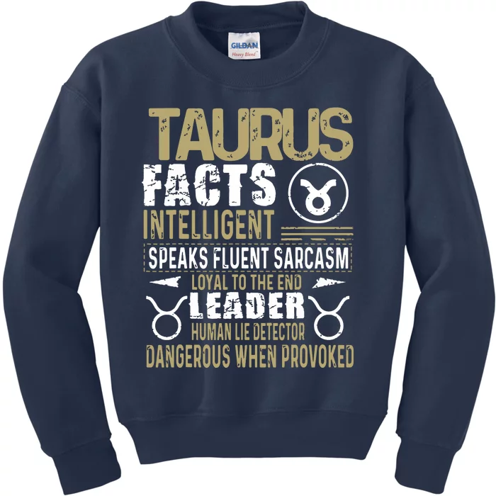 TAURUS Facts Zodiac Sign Birthday Gift April May Kids Sweatshirt