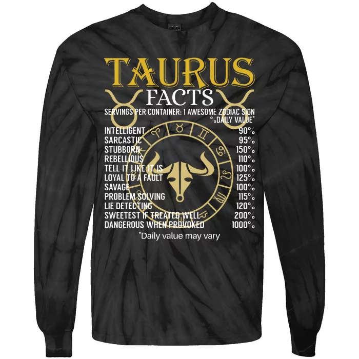 Taurus Facts Zodiac Sign Tie-Dye Long Sleeve Shirt