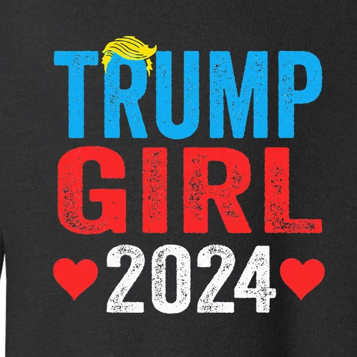 Trump Girl 2024 S Cute Trump Flag Toddler Sweatshirt