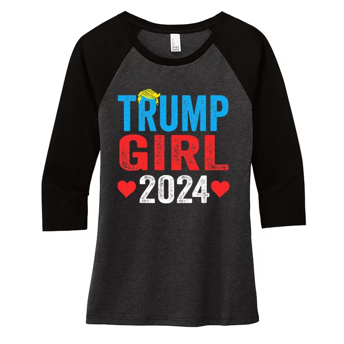 Trump Girl 2024 S Cute Trump Flag Women's Tri-Blend 3/4-Sleeve Raglan Shirt