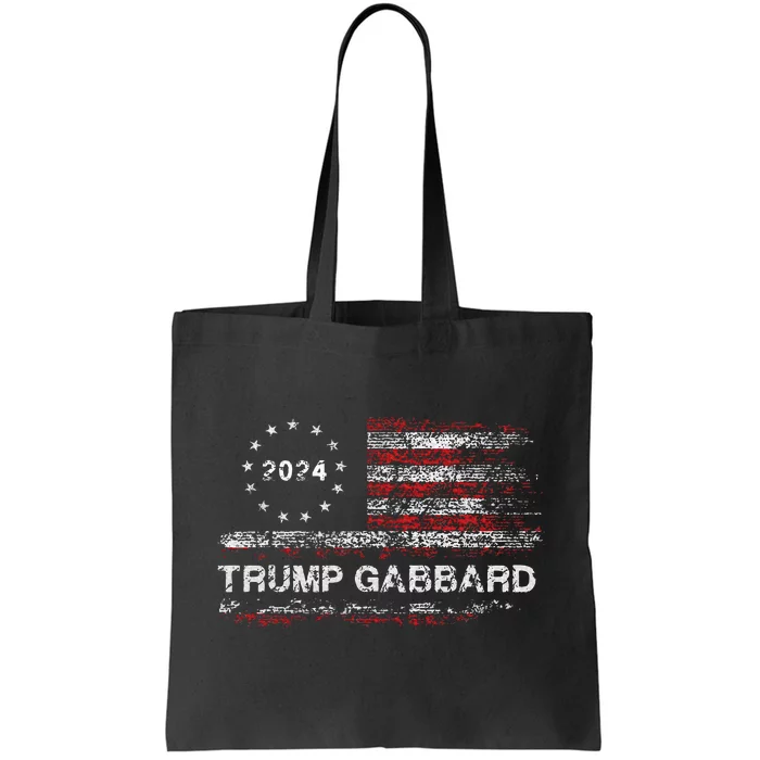 Trump Gabbard 2024 Us Flag Trump 24 Conservative Election Tote Bag