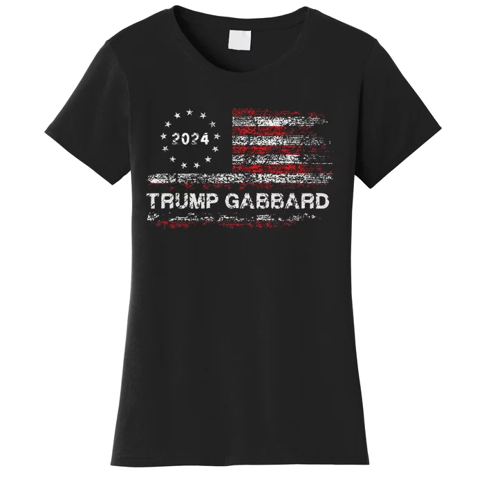 Trump Gabbard 2024 Us Flag Trump 24 Conservative Election Women's T-Shirt