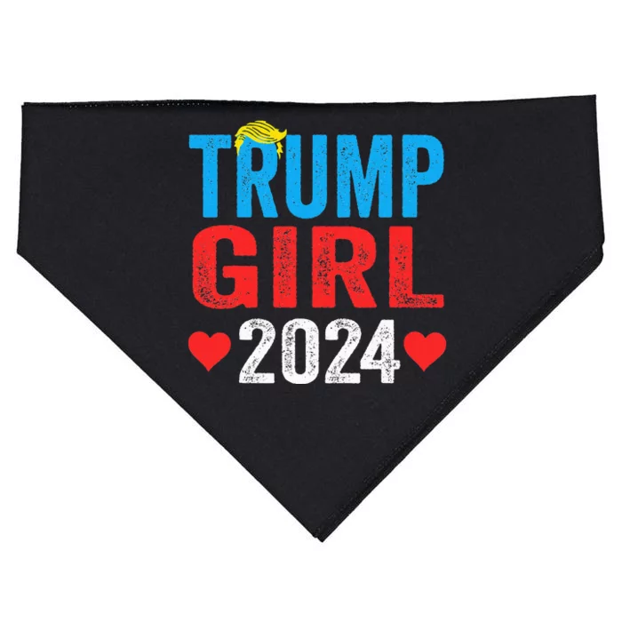 Trump Girl 2024 Shirts Cute Trump Flag USA-Made Doggie Bandana