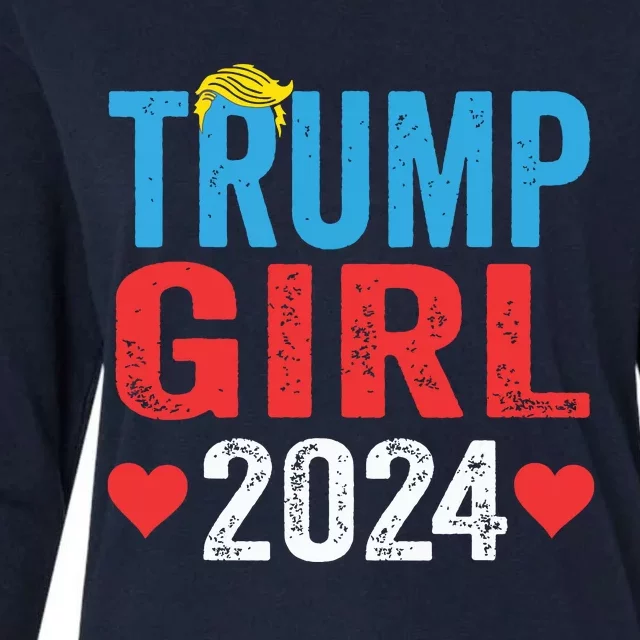 Trump Girl 2024 Shirts Cute Trump Flag Girls Kids Womens Cotton Relaxed Long Sleeve T-Shirt