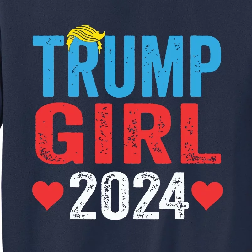 Trump Girl 2024 Shirts Cute Trump Flag Girls Kids Sweatshirt