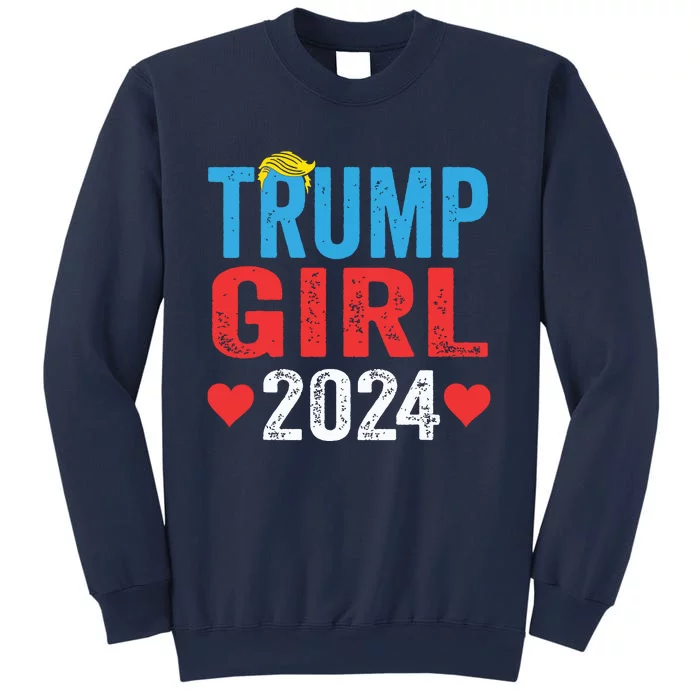 Trump Girl 2024 Shirts Cute Trump Flag Girls Kids Sweatshirt