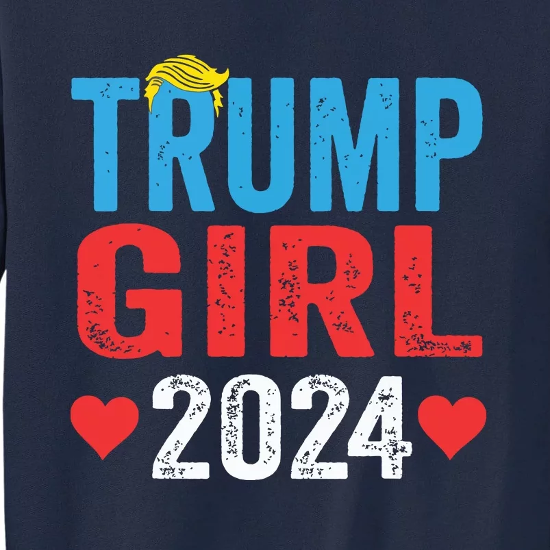 Trump Girl 2024 Shirts Cute Trump Flag Girls Kids Tall Sweatshirt