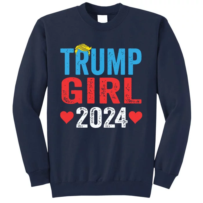 Trump Girl 2024 Shirts Cute Trump Flag Girls Kids Tall Sweatshirt