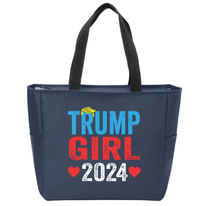 Trump Girl 2024 Shirts Cute Trump Flag Girls Kids Zip Tote Bag