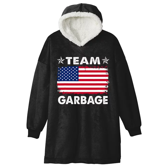 Team Garbage 2024 American Usa Flag Hooded Wearable Blanket