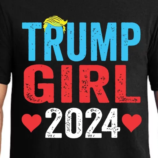 Trump Girl 2024 Shirts Cute Trump Flag Girls Kids Pajama Set