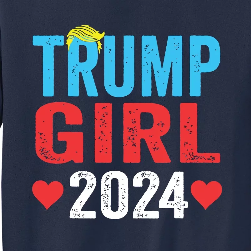 Trump Girl 2024 Shirts Cute Trump Flag Girls Kids Sweatshirt