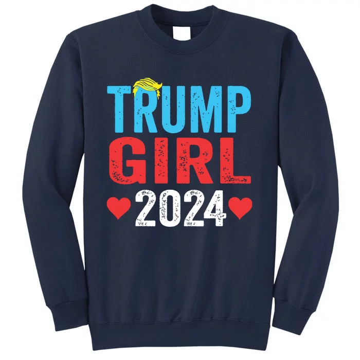 Trump Girl 2024 Shirts Cute Trump Flag Girls Kids Sweatshirt