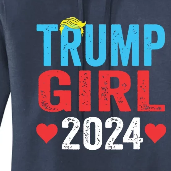 Trump Girl 2024 Shirts Cute Trump Flag Girls Kids Women's Pullover Hoodie