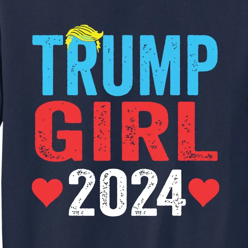 Trump Girl 2024 Shirts Cute Trump Flag Girls Kids Tall Sweatshirt