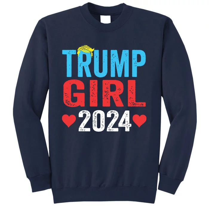 Trump Girl 2024 Shirts Cute Trump Flag Girls Kids Tall Sweatshirt