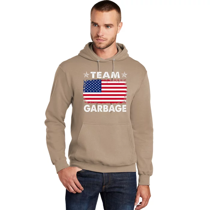 Team Garbage 2024 American Usa Flag Retro Vintage Funny Hoodie