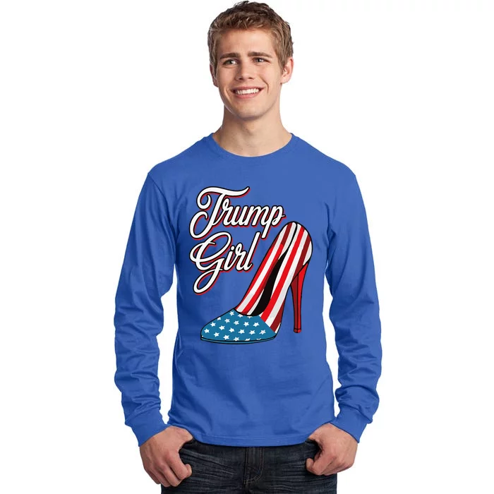 Trump Girl 2024 High Heels American Flag Tall Long Sleeve T-Shirt