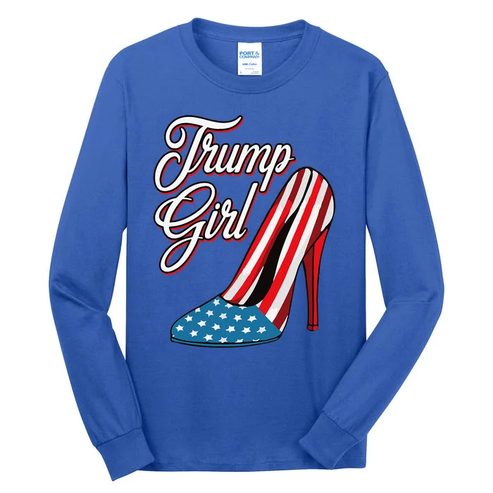 Trump Girl 2024 High Heels American Flag Tall Long Sleeve T-Shirt