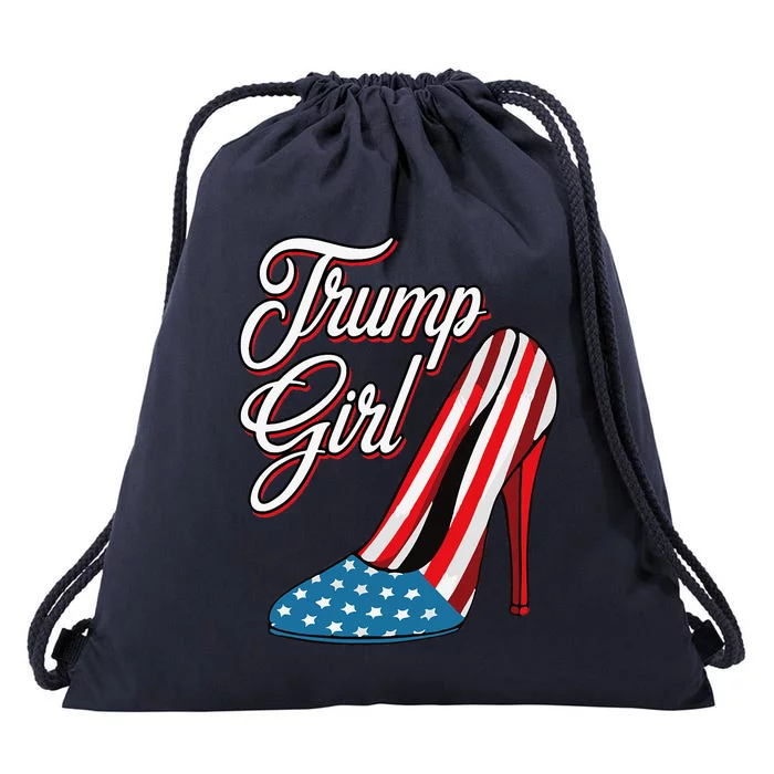 Trump Girl 2024 High Heels American Flag Drawstring Bag