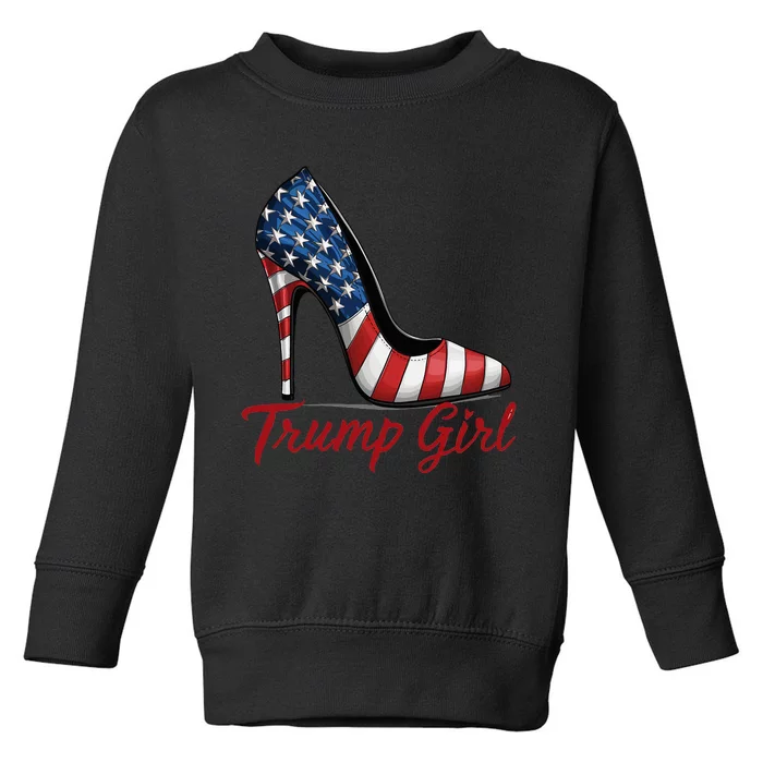 Trump Girl 2024 Cute Trump Flag Toddler Sweatshirt