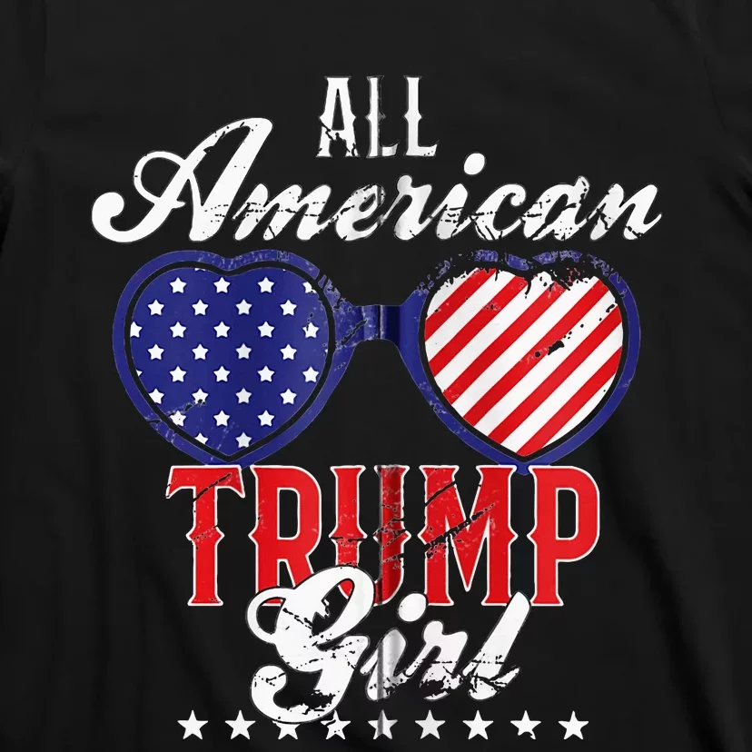 Trump Girl 2021 American Flag Heart T-Shirt