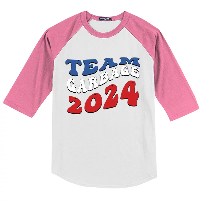 Team Garbage 2024 Garbage For Trump 2024 Kids Colorblock Raglan Jersey