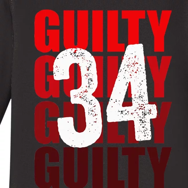 Trump Guilty 34 Counts Baby Long Sleeve Bodysuit