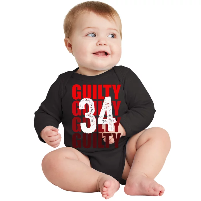 Trump Guilty 34 Counts Baby Long Sleeve Bodysuit