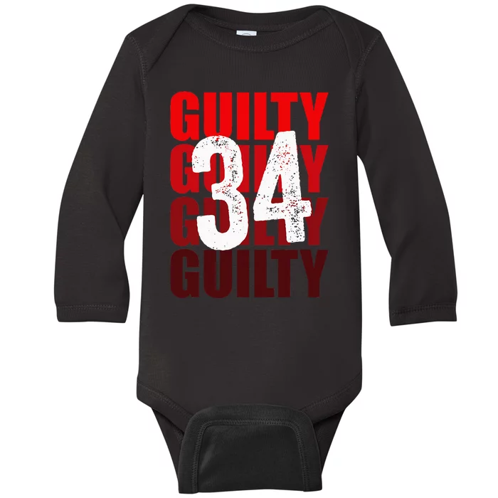 Trump Guilty 34 Counts Baby Long Sleeve Bodysuit