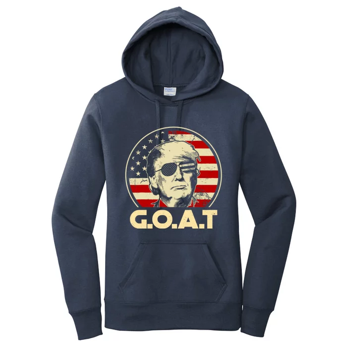 Trump Goat 45th Presidential Circle Back Election 2024 Gift Women's Pullover Hoodie