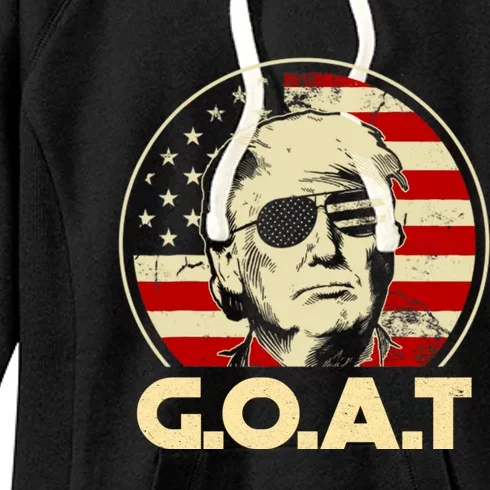 Trump Goat 45th Presidential Circle Back Election 2024 Gift Women's Fleece Hoodie