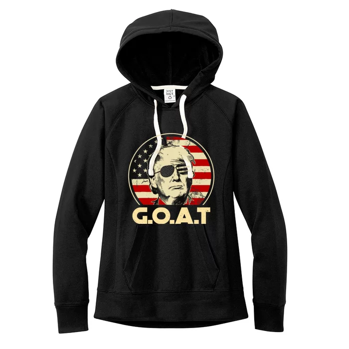 Trump Goat 45th Presidential Circle Back Election 2024 Gift Women's Fleece Hoodie