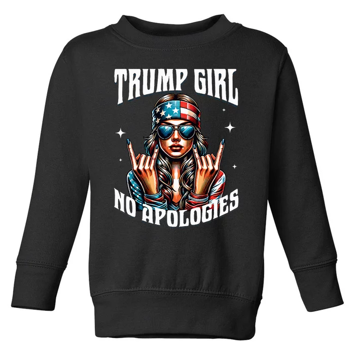 Trump Girl American Girl No Apologies 2024 Maga Toddler Sweatshirt