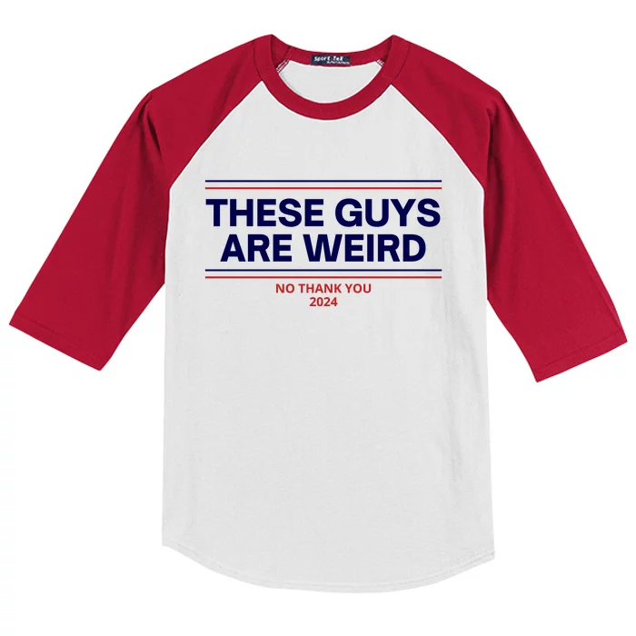 These Guys Are Weird No Thank You 2024 Funny Kids Colorblock Raglan Jersey