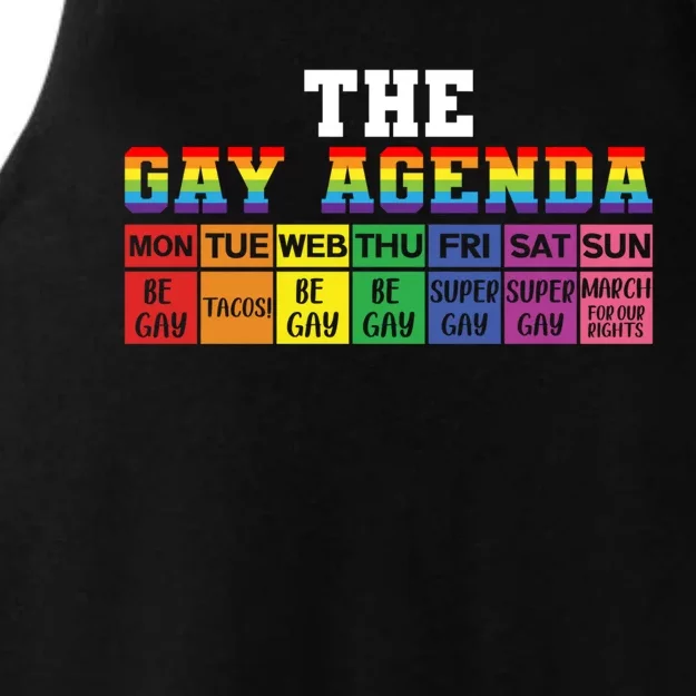 The Gay Agenda Funny Lgbtq Support Rainbow Flag Pride Month Gift Ladies Tri-Blend Wicking Tank