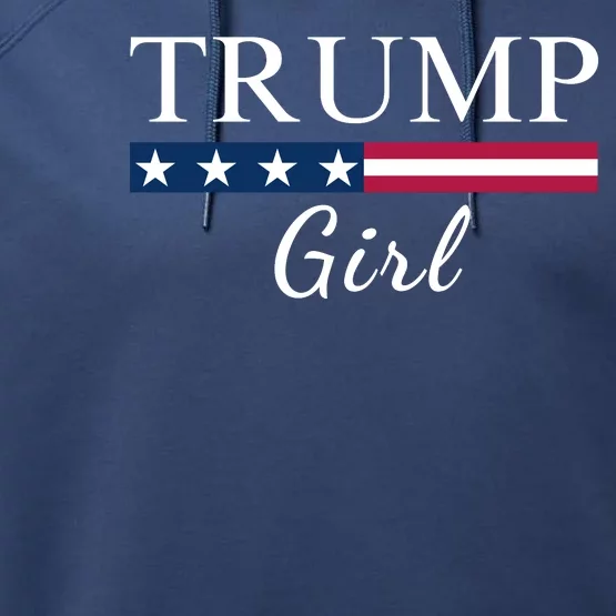 Trump Girl American Flag Vote Trump Republican Trump Girl Us Flag Conservative Performance Fleece Hoodie