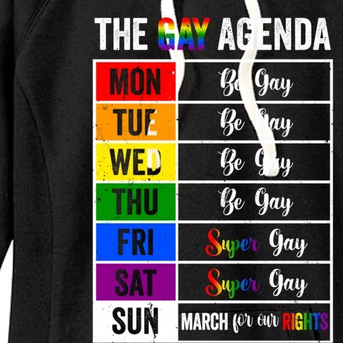 The Gay Agenda Support Gay Lgbt Funny Pride Month Rainbow Gift Women's Fleece Hoodie