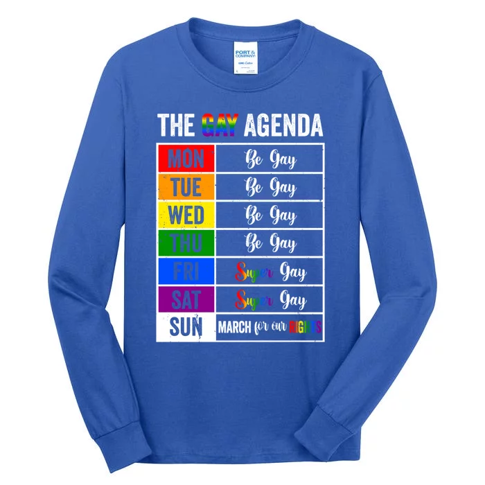 The Gay Agenda Support Gay Lgbt Funny Pride Month Rainbow Gift Tall Long Sleeve T-Shirt