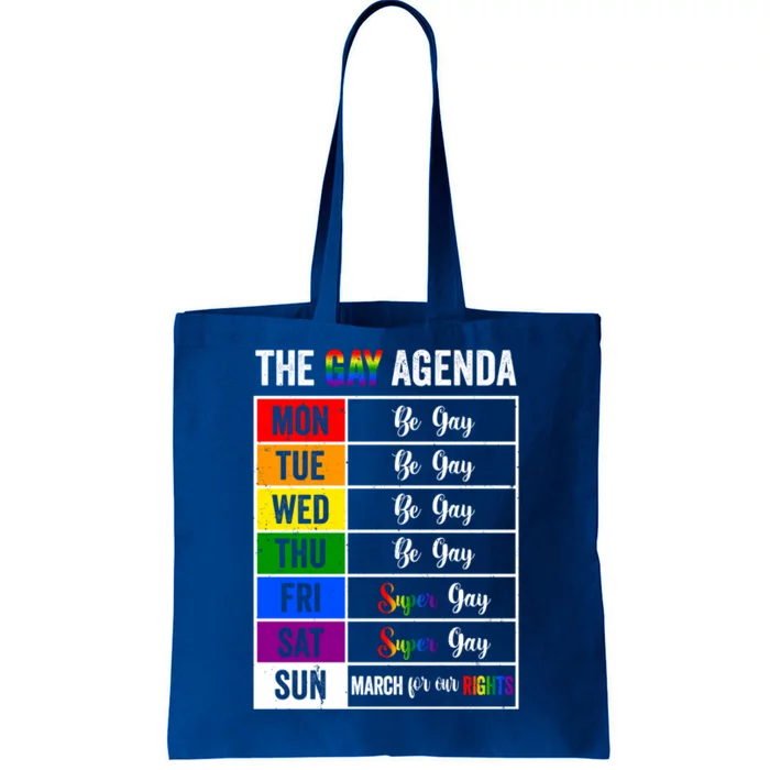 The Gay Agenda Support Gay Lgbt Funny Pride Month Rainbow Gift Tote Bag