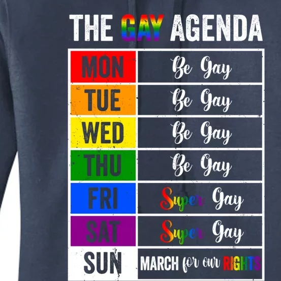 The Gay Agenda Support Gay Lgbt Funny Pride Month Rainbow Gift Women's Pullover Hoodie