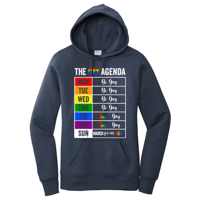 The Gay Agenda Support Gay Lgbt Funny Pride Month Rainbow Gift Women's Pullover Hoodie