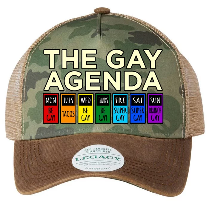 The Gay Agenda Lgbtq Pride Month Rainbow Supporter Graphic Cool Gift Legacy Tie Dye Trucker Hat