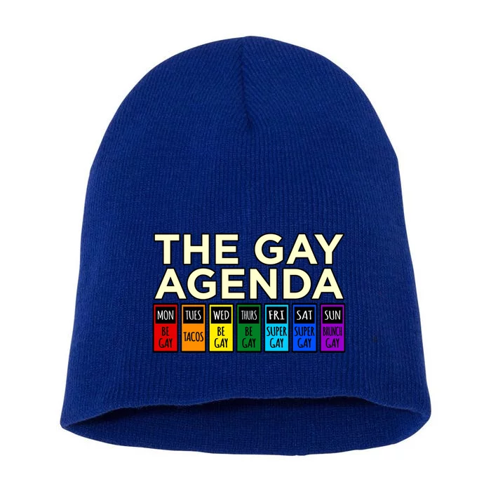 The Gay Agenda Lgbtq Pride Month Rainbow Supporter Graphic Cool Gift Short Acrylic Beanie