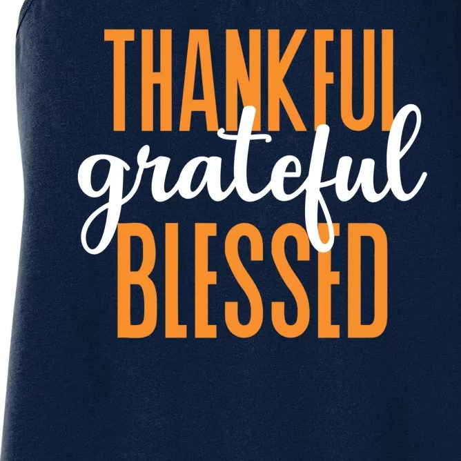 Thankful Grateful And Blessed Thanksgiving Holiday Women's Racerback Tank